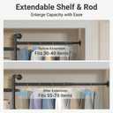 Timate S3X Medium Expandable Wall Mounted Clothes Rack with 6 Adjustable Shelves & 4 Expandable Hanger Rods, Heavy Duty Industrial Pipe Clothing Rack for Hanging Clothes, Fits Spaces 5'3"- 8', Black