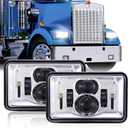 Z-OFFROAD 2pcs 60W 4x6 LED Headlights DOT Approved H4656 H4651 H4652 H4666 H6545 Sealed Beam Rectangular Headlamp for Freightliner KW Peterbilt Oldsmobile Cutlass Trucks - Chrome