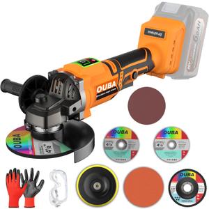 Cordless Angle Grinder Compatible for Dewalt 20V Max Battery, 3 Variable Speed, Brushless Motor with LED, Power Angle Grinder Tool Stand, Flap Disc Grinding, (No Battery), Light Orange