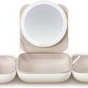 AMIRO M2 LumoCube Makeup Mirror with Bag - Portable LED Makeup Mirror with Lights, 5-Level Brightness, 3-Color Lights - Travel Makeup Organizer - White