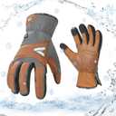 Vgo... Men's Winter Work Gloves,Waterproof Lining,Thorn Proof Safety Gloves,Touchscreen Compatible (Light Gray)