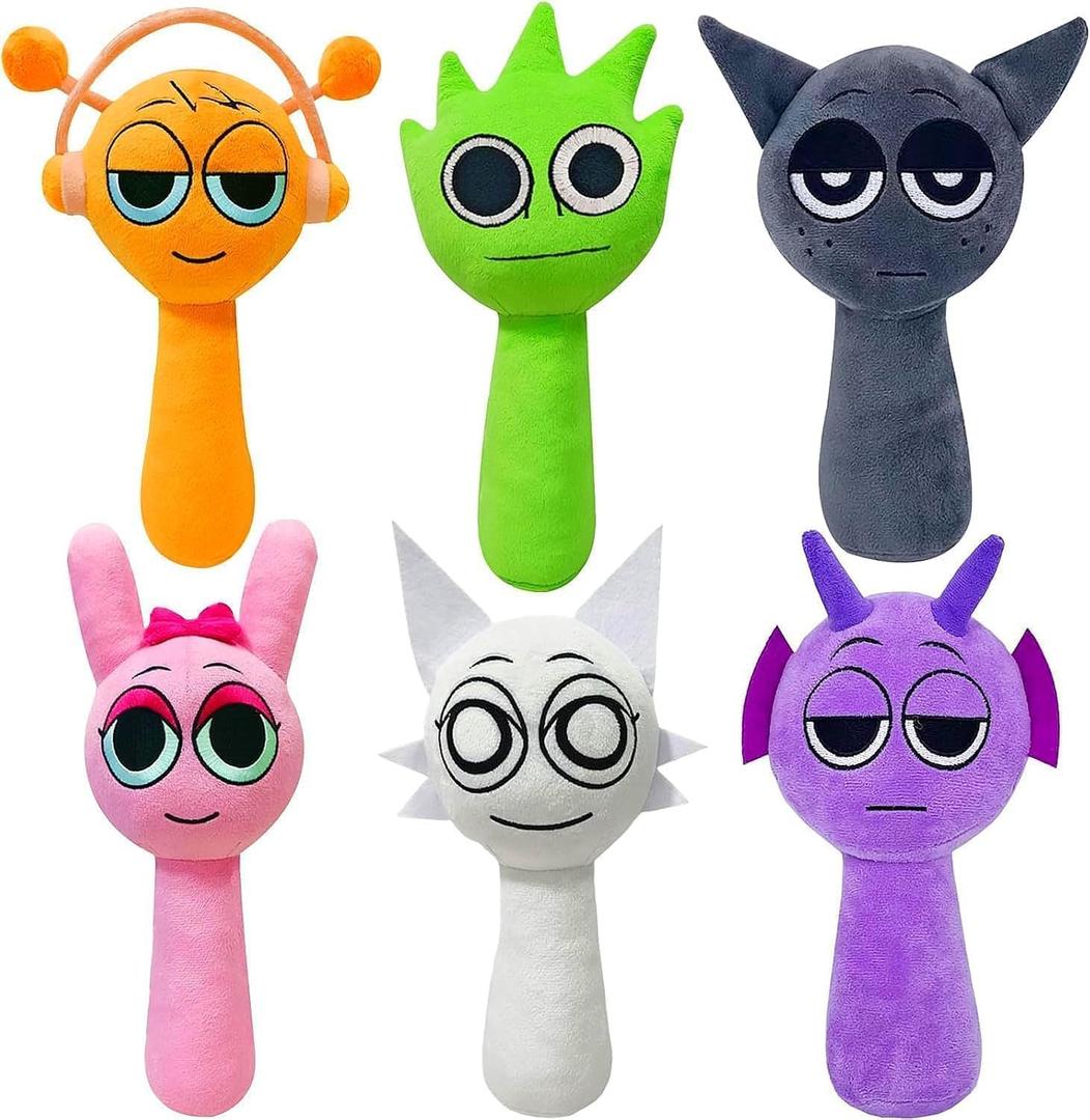 Sprunkis Plush Cartoon Throw Pillows, 6PC Cute Soft Stuffed Party