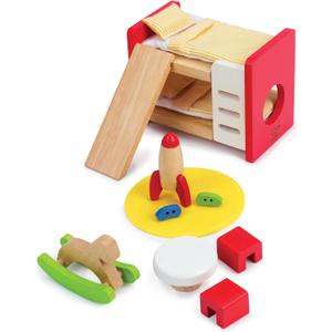 Hape Wooden Doll House Furniture Children's Room with Accessories| 1:12 Scales Miniature Dollhouse Furniture