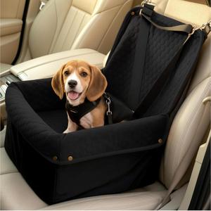 Dog Car Seat for Small Medium Dogs, Travel Pet Car Bed with Removable Waterproof Cover, Memory Foam Dog Booster Seats Up to 35 lbs, Safety Belt and Storage Pocket (Black)
