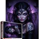 Purple Dark Elf Jigsaw Puzzles for Adults 1000 Pieces,Gothic Demon Jigsaw Puzzle Art 20 x 27 Inches Colorful DIY Magic Elves Puzzles for Home Decoration, Family Puzzle Perfect for Game Nights