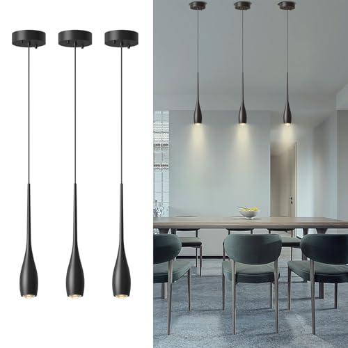 JULiN HOME Black Pendant Lights Kitchen Island, Modern Pendant Light Fixtures, LED Hanging Light Over Sink for Bathroom, Bar, Dining Room, Bedroom（3 Pack）