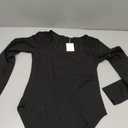 MANGOPOP Women's Square Neck Short Sleeve Long Sleeve Bodysuit Sexy Body Suits Shirt Slim Fitted Tops (Medium)