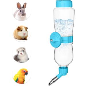 VANNON 17oz Small Animal Water Dispenser for Crate, Parrots Water Bottle for Cage, Chewproof Pet Water Bottle for Rabbits, Guinea Pigs, Ferrets, Chinchillas and Other Small Rodents, Top Fill, Blue