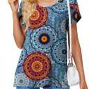 DILIUXING Women's Short Sleeve Tunic Tops Summer Casual T-Shirts Crew Neck Loose Basic Daily Blouse (M)