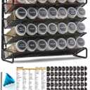 SpaceAid Spice Rack Organizer with 28 Spice Jars, 386 Spice Labels, Chalk Marker and Funnel Set for Cabinet, Countertop, Pantry, Cupboard or Door & Wall Mount - 28 Jars, 13.4" W 10.8" H, Black