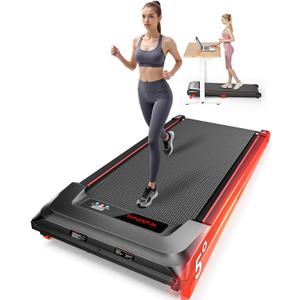 Walking Pad, Incline Walking Pad Treadmill, Under Desk Treadmills 265 Lbs Capacity, 2.5HP Low Noise Portable Running Machine for Home and Office, with LED Display, Remote Control (Black)