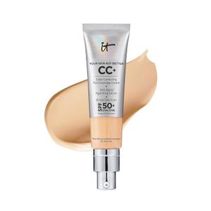 IT Cosmetics CC+ Cream - Natural Full Coverage Foundation With SPF 50+, Color Corrector & Anti-Aging Hydrating Serum, Hyaluronic Acid + Peptides, Lightweight Up To 24H Wear, All Skin Types- 1.08 fl oz (EXP: 08/2026)