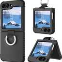 GaoBao for Samsung Galaxy Z Flip 5 5G - Heavy Duty 2 in 1 Full Body Rugged Shockproof Protective Case with Ring - Black