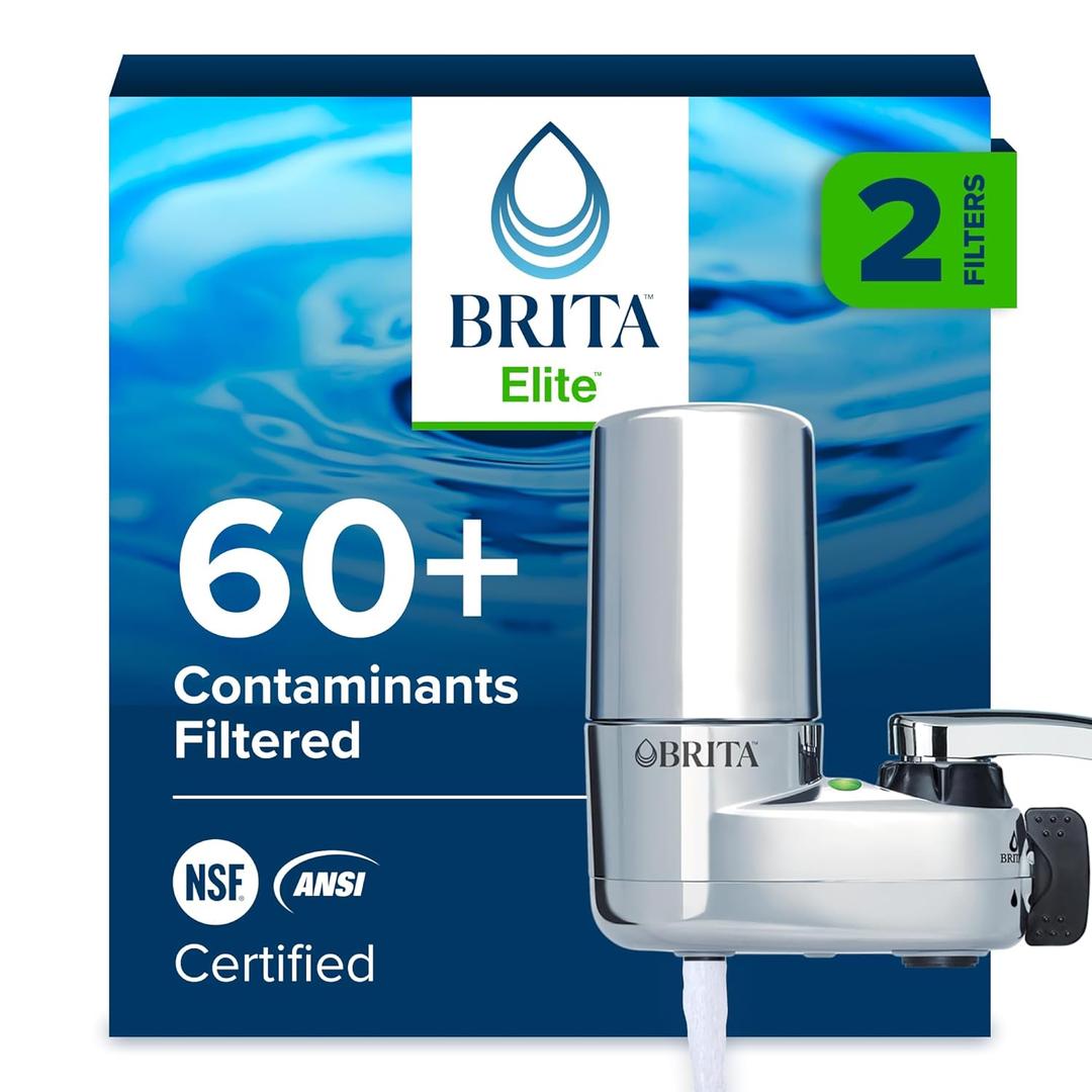 Brita Faucet Mount Water Filter System, Chrome, No-Wait Filtration, Easy Install, Multi-Use Tap Water Filter for Kitchens, Bathrooms & Small Spaces (1)