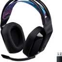Logitech G535 Lightspeed Wireless Gaming Headset - Lightweight on-ear headphones, flip to mute mic, stereo, compatible with PC, PS4, PS5, USB rechargeable - Black