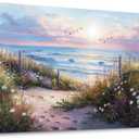 hyidecorart Canvas Wall Art For Living Room Wall DecorFor Bedroom Flower Beach Scenery Wall Painting Blue Ocean Pictures Artwork Office Decor Modern Framed Posters Home Decorations 20"X40"