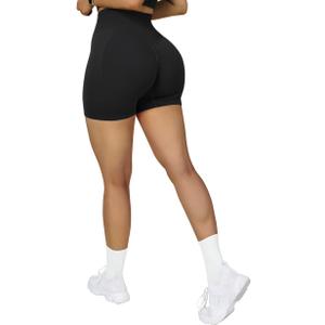 SUUKSESS Women Seamless Booty Shorts Butt Lifting High Waisted Workout Shorts (Small, 3" Black)