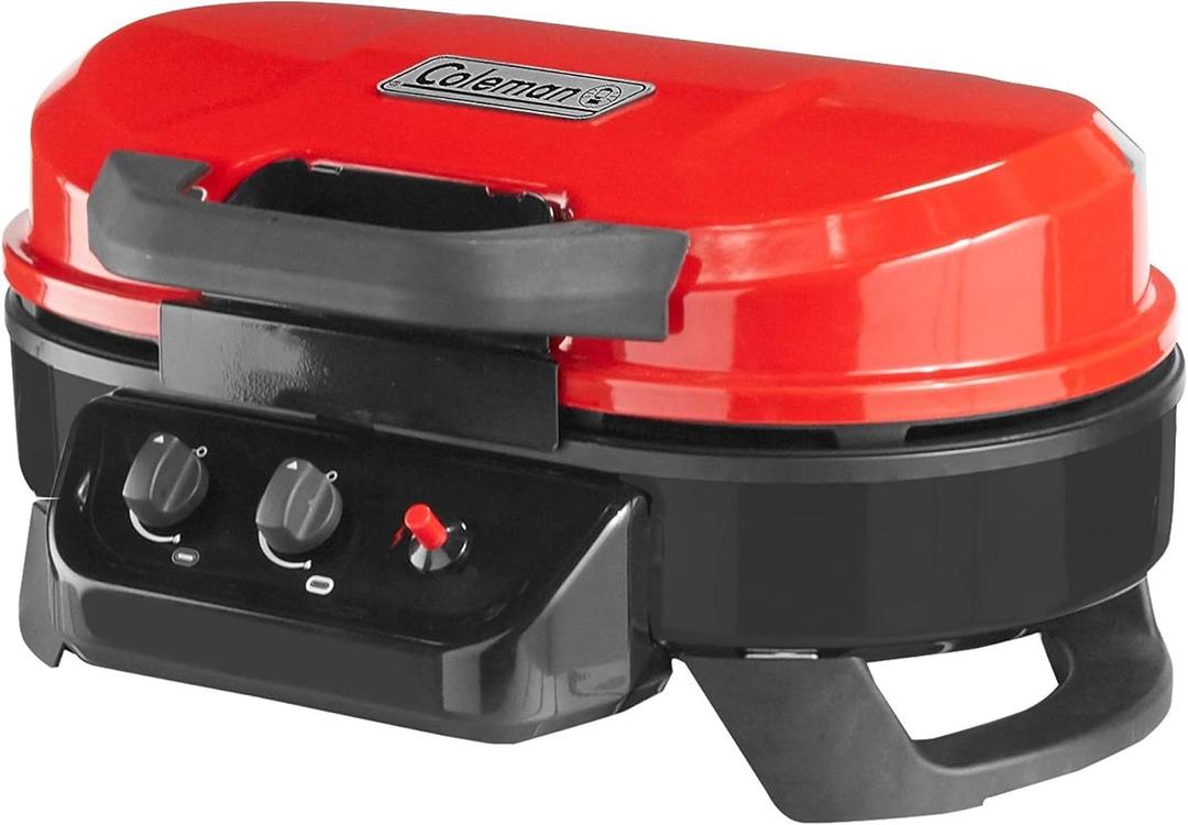 Coleman RoadTrip 225 Portable Tabletop Grill, 2-Burner Gas Grill with Matchless Ignition & Adjustable Temperature Control, 11,000 BTUs of Power for Grilling, Tailgating, Camping, BBQ, & More (Red)
