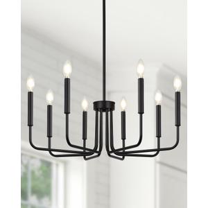 Yunnix 8 Light Black Chandelier for Dining Room Light Fixture, Modern Farmhouse Chandelier Candle for Bedroom, Entryway, Foyer, Staircase, Kitchen and Living Room (29inch 8-Light(2026 Upgraded Version))