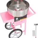 VEVOR Electric Cotton Candy Machine Cart, 1000W Commercial Floss Maker w/Stainless Steel Bowl, Sugar Scoop and Drawer, Perfect for Home, Carnival, Kids Birthday, Family Party, Pink