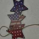 4th of July Hanging Door Sign Wooden Double Sided Patriotic Door Hanger Fourth of July Patriotic Stars USA Stars Porch Signs Independence Day Wall Hanging Memorial Day Hanger for Home Decor