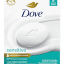 Dove Beauty Bar Soap Sensitive, 6 Bars for Sensitive Skin, Fragrance Free and Hypoallergenic 3.75 oz