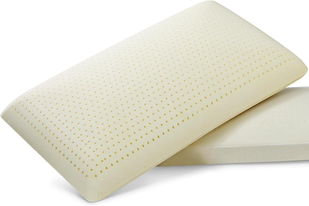 100% Natural Talalay Latex Pillow, Luxury Support Sleeping Bed Pillow for Side, Back, and Stomach Sleepers, Latex Foam Pillow, Removable Breathable Cotton Cover (1, King (Low Loft))
