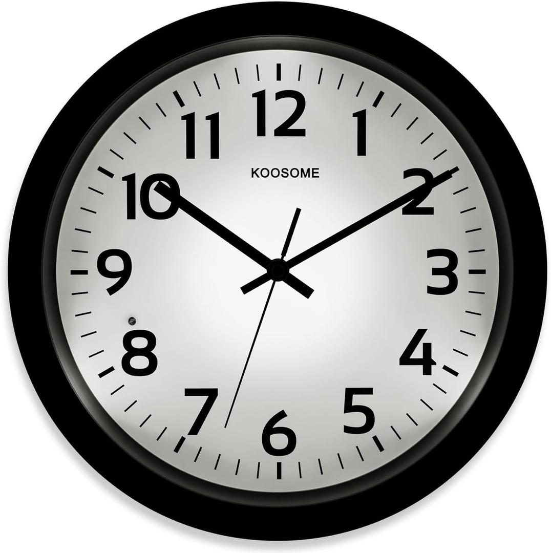 Glow in the Dark Wall Clock for Bedroom, 13 Inch Night Light Wall Clocks Battery Operated Silent Non Ticking Wall Clock with Night Light, Modern Wall Clocks for Living Room, Easy to Read