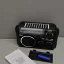 PRUNUS J-02 AM FM SW Radio Portable with Dual-Antenna,Solar/D Battery Operated/USB Rechargeable with Bluethooth,Support TF Card/USB Playing, Transistor Radio Large Knob Easy to Use for Seniors