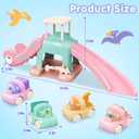 Dinosaur Car Ramp Slide Toy for Toddlers 4 Push Cars with Race Track, Baby Slide Indoor Toy, Montessori Learning Birthday Gift for Boys Girls 1 2 3 Year Old (Pink)