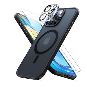Meifigno Designed for iPhone 16 Pro Max Case 6.9”, with 2X HD Screen Protectors & 1X Lens Protector, Compatible with MagSafe, Military-Grade Protection, Magnetic Case Designed for 16 Pro max, Black