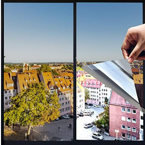 One Way Privacy Window Film,Premium PET Material,Daytime Reflective Heat Control Anti UV Door Sticker,Window Tint for Home Office Living Room,Moon Silver,31.5 Inch x 6.5 Feet Pack of 2 One Way Privacy Window Film,Premium PET Material,Daytime Reflective Heat Control Anti UV Door Sticker,Window Tint for Home Office Living Room,Moon Silver,31.5 Inch x 6.5 Feet Pack of 2