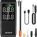 Tire Inflator Portable Air Compressor, Air Pump for Car Tires with Digital Pressure Gauge, 150PSI Rechargeable Battery, LED Light, Cordless Bike Tire Pump for Car, Motorcycle, Bicycle (Bicak)
