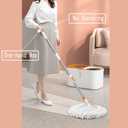 Floor Spin Mop and Bucket Set with Wringer System Extended Stainless Steel Handle 61for Home Floor Cleaning Use with 5 Replacement Head Refill and 1 Cleaning Brush Head