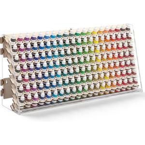 Colingmill Wooden Paint Organizer Storage Rack, 140 Holes Miniature Model Paint Holder for 18ml Dropper Bottles, Wall Mount & Portable Design, Acrylic Painter Storage for Hobby Artists