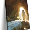 Framed Easter Jesus Canvas Wall Art, Christian Jesus Leaves the Tomb Wall Decor Painting, Religion Bible Savior Resurrection Poster Print Picture for Church Prayer Room Living Room 24x36 Inch