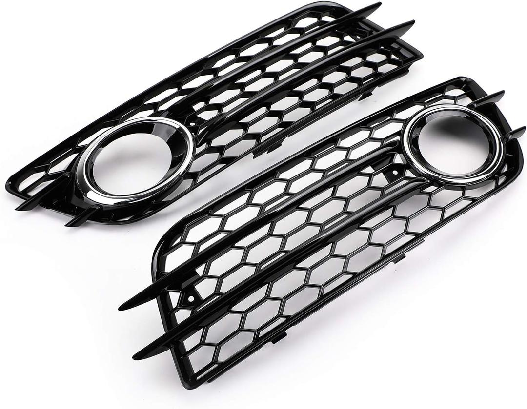 Topteng Honeycomb Style Fog Light Grill Bumper for Audi A4 S-LINE S4 2008-2012 Chrome