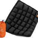 Inflatable Travel Seat Cushion with Builtin Manual Pump, Adjustable Firmness & Compact StorageFirm Support for Airplane, Car & Office Chairs, Generous 18x16, Carry Bag Included