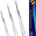 JETKONG 3 Pcs Kitchen Tweezers Tongs, Stainless Steel Cooking Tweezers, 8+10+12 Inch Ideal for meat, pasta, plating and pinching delicate small pieces of food (Silver)