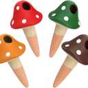 Peohud 4 Pack Self Watering Spikes Mushroom Shaped, Terracotta Plant Watering Globes, Cute Watering Device, Automatic Irrigation Spikes for Indoor Outdoor Potted Plants