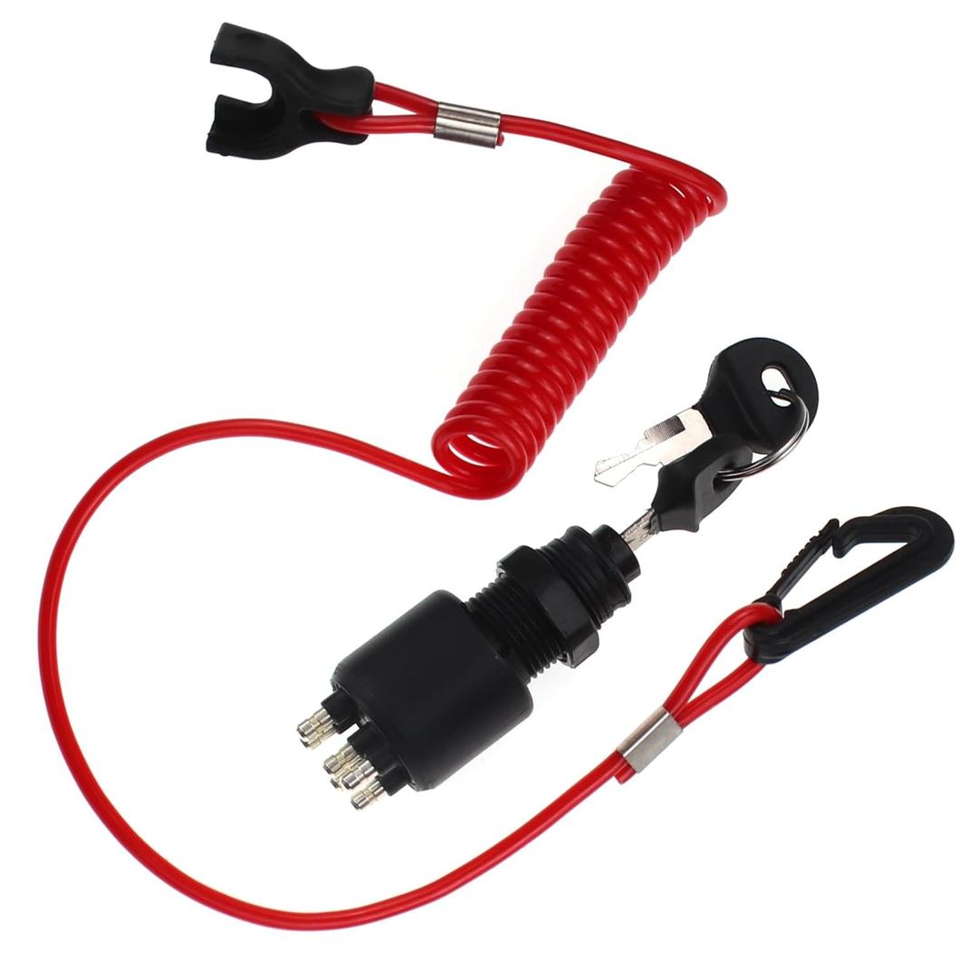 ZOOKOTO 5005801 Ignition Switch & Key Assembly with Safety Lanyard for Johnson Evinrude Boat, 175974 for Johnson Ignition Evinrude 40-200HP Outboard Motor