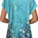 DJT Womens Summer Tops Short Sleeve Shirts Trendy V Neck T-Shirts Top Dressy Casual Work Blouses (Green, L)