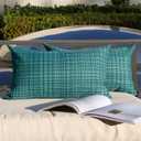Kevin Textile Pack of 2 Decorative Outdoor Waterproof Throw Pillow Covers Lumbar Pillowcases Modern Cushion Cases for Patio Couch Bench 12 x 20 Inch Teal