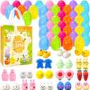 32Pcs Easter Surprise Eggs with Cute Mochi Squishy Toys Premium for Easter Theme Party Favors, Supplies for Easter Egg Hunt, Basket Stuffers/Fillers, Classroom Prize Supplies Toddler Boys Girls