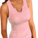 SANDERY Tank Tops for Women Summer Sleeveless V Neck Fitted Top Slim Ribbed Racerback Basic Cami Shirt Tanks (Small)