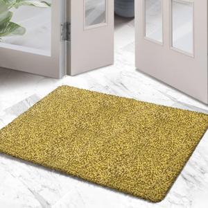 Premium Microfiber Indoor Door Mat  24"x36" Washable Entry Mat, Non-Slip, Waterproof Backing, Super Absorbent, Low Profile Entryway Doormat for Indoor Entrance (Brown/Yellow Fibers)