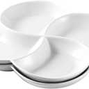 Bruntmor 8.5 inch Ceramic 4-Section Stackable Serving Tray in White, Set of 2 Appetizer, Snack, Dessert Platters | Reusable, Perfect for Dinner party, BPA-free, Oven and dishwasher Safe