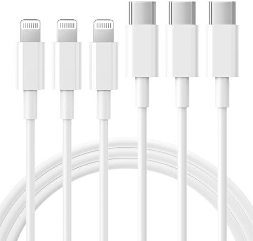RCTech USB C to Lightning Cable 3Pack 3FT [MFi Certified] iPhone Fast Charger Cable USB-C Power Delivery Charging Cord for iPhone 14/13/12/12 PRO Max/12 Mini/11/11PRO/XS/Max/XR/X/8/8Plus/iPad, White