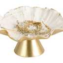 NIKKY HOME Small Vintage Ring Holder Jewelry Dish, Flower Shaped Trinket Display Decorative Metal Tray Classy Birthday Christmas Gifts for Women Girls, White