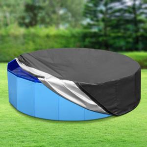 Tufmunb 97 inch Foldable Dog Pet Bath Pool Cover, Portable Round Collapsible Pool Cover with Oxford Cloth Material and Drawstring Design for Dog Pet Pool, Waterproof and Dustproof (Black)